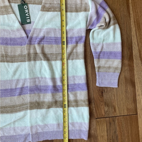 NWT Orvis Linen/Cotton Blend Striped Open Cardigan Women Sz L Purple Boho Casual - Picture 9 of 9
